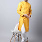 Even Apparels Yellow Pure Cotton Sherwani Kurta With Asymetrical Cut | Swadesiicart