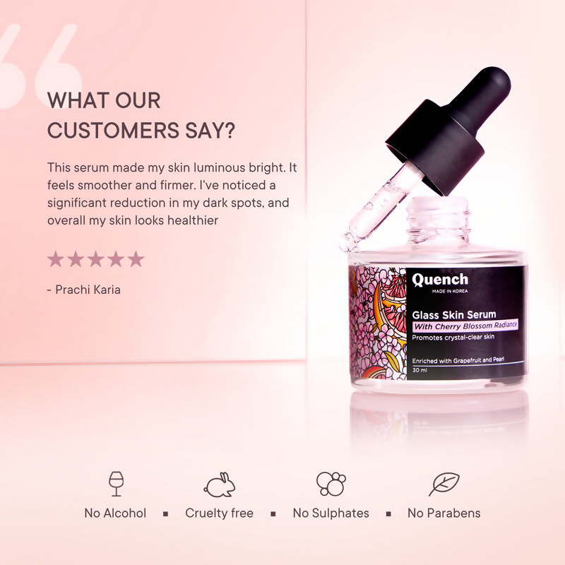 Quench Glass Skin Serum With Cherry Blossom Radiance | Swadesiicart
