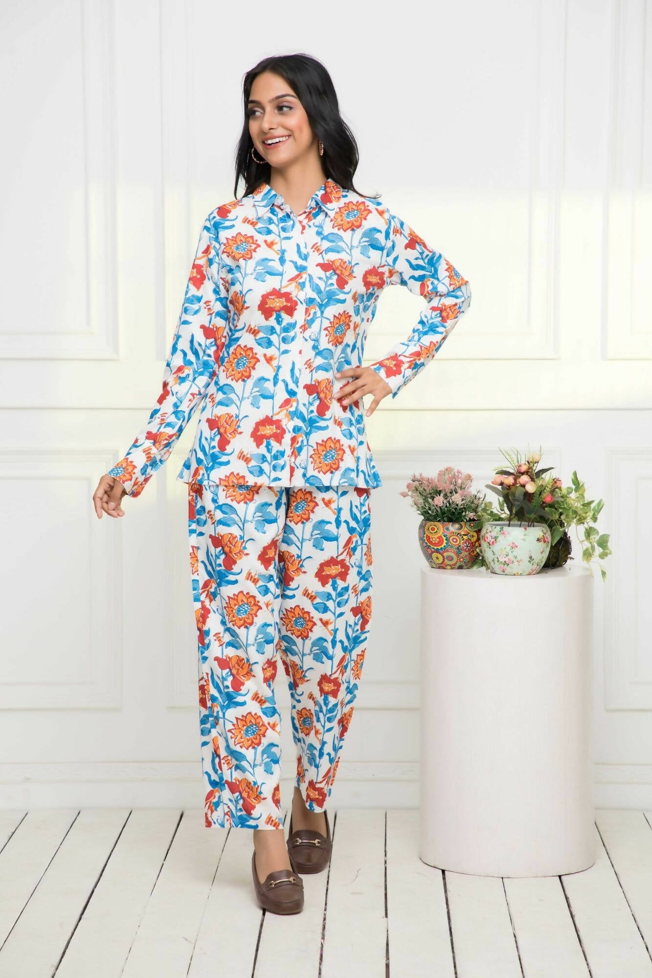 Myshka Women Multi Printed Romantic Florals Co-Ords - Swadesiicart