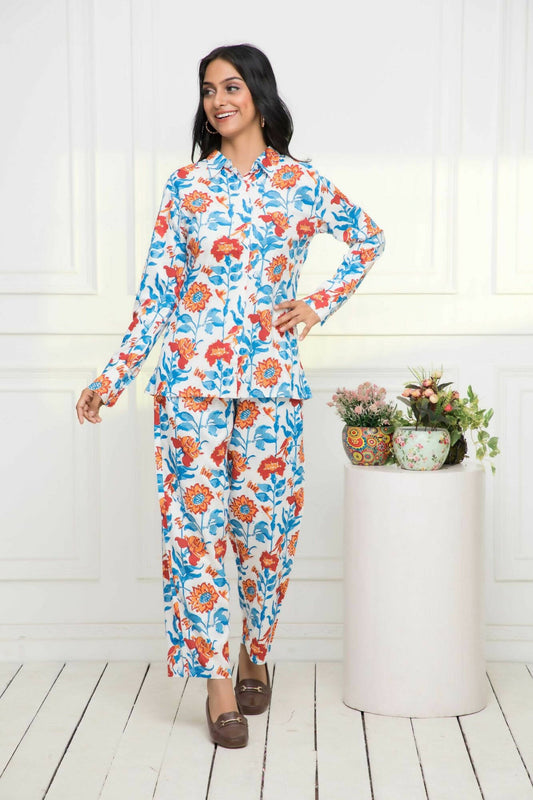 Myshka Women Multi Printed Romantic Florals Co-Ords - Swadesiicart