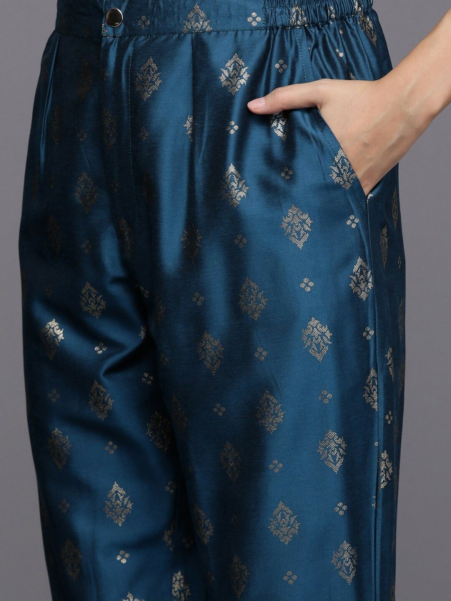 Ahalyaa Women's Traditional Wear Co-ods - Teal Blue - Swadesiicart
