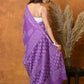 Very Much Indian Handblock Printed Cotton Saree With Natural Dyes - Purple | Swadesiicart