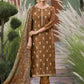 Jyoti Fashion Women's Brown Pure Silk Elegant Jacquard Woven Kurta with Trouser & Dupatta | Swadesiicart