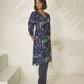 Miravan Women's Abstract Printed Cotton Blue Co-Ord Set - Swadesiicart