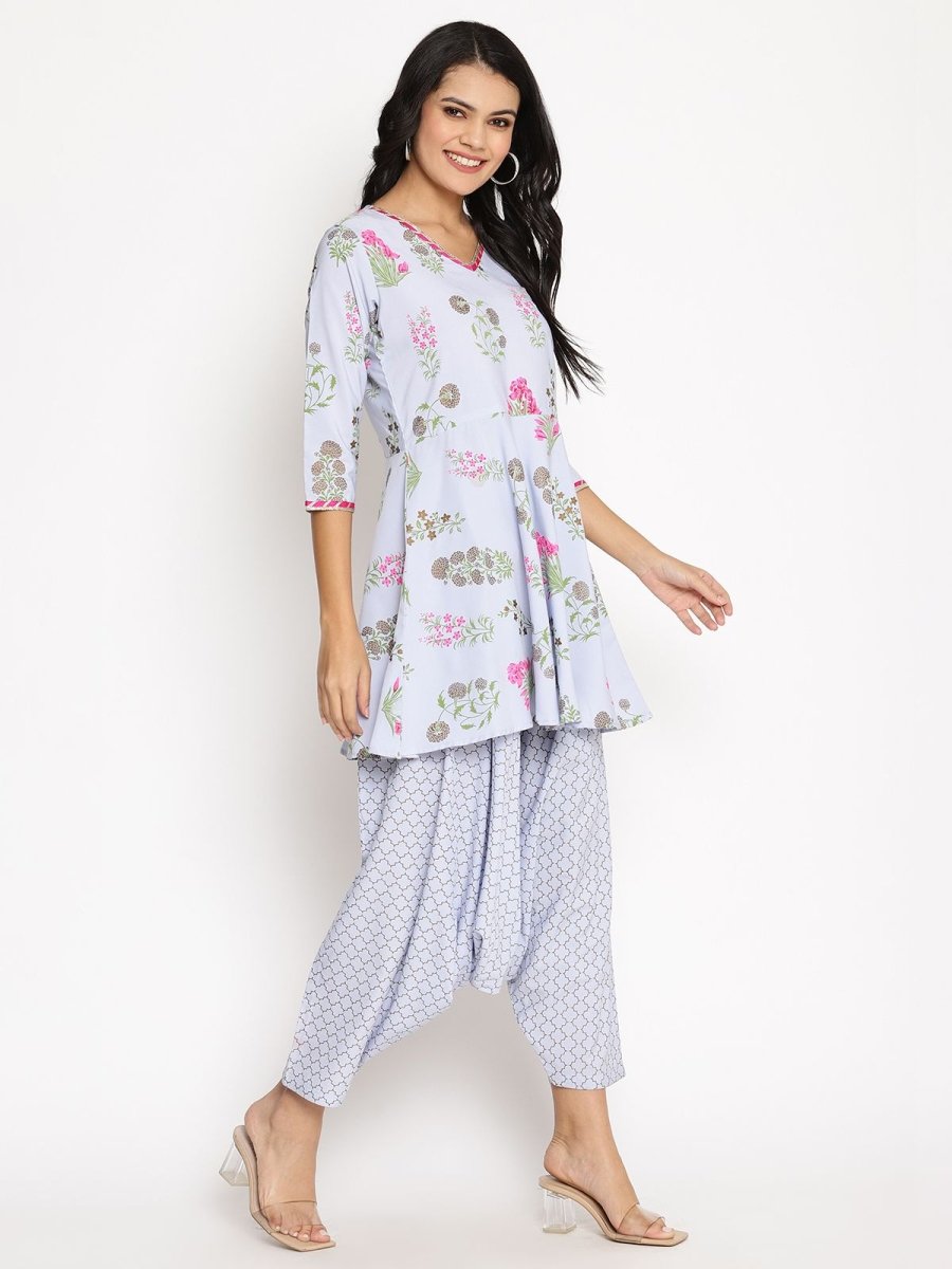 Ahalyaa Crepe Printed Top With Harem Pant | Swadesiicart