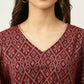 FIORRA Women's Maroon Poly Crepe Kaftan Type Kurta Set - Swadesiicart