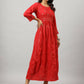 Juniper Women's Red Festive Printed Flared Dress | Swadesiicart