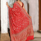 Joban Fashion Red Crepe Chiffon Banarasi Pure Handloom Banarasi Silk Saree | Swadesiicart