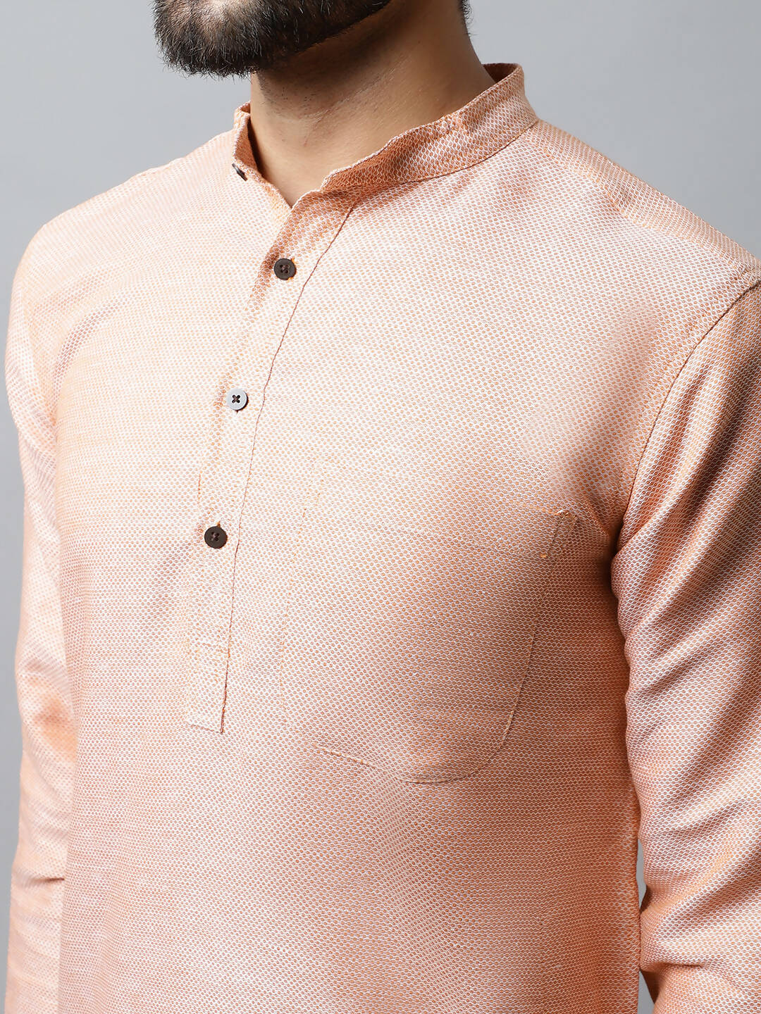 Even Apparels Pink Color Pure Cotton Men's Kurta With Band Collar (SLD1186) | Swadesiicart