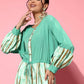 Ahalyaa Women Gorgeous Green Printed Once Upon a Sleeve Jumpsuit - Swadesiicart