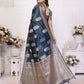 Aastha Fashion Teal Blue Soft Organza Silk Weaving Saree