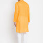Even Apparels Men's Pure Cotton Kurta With Band Collar in Yellow Color | Swadesiicart
