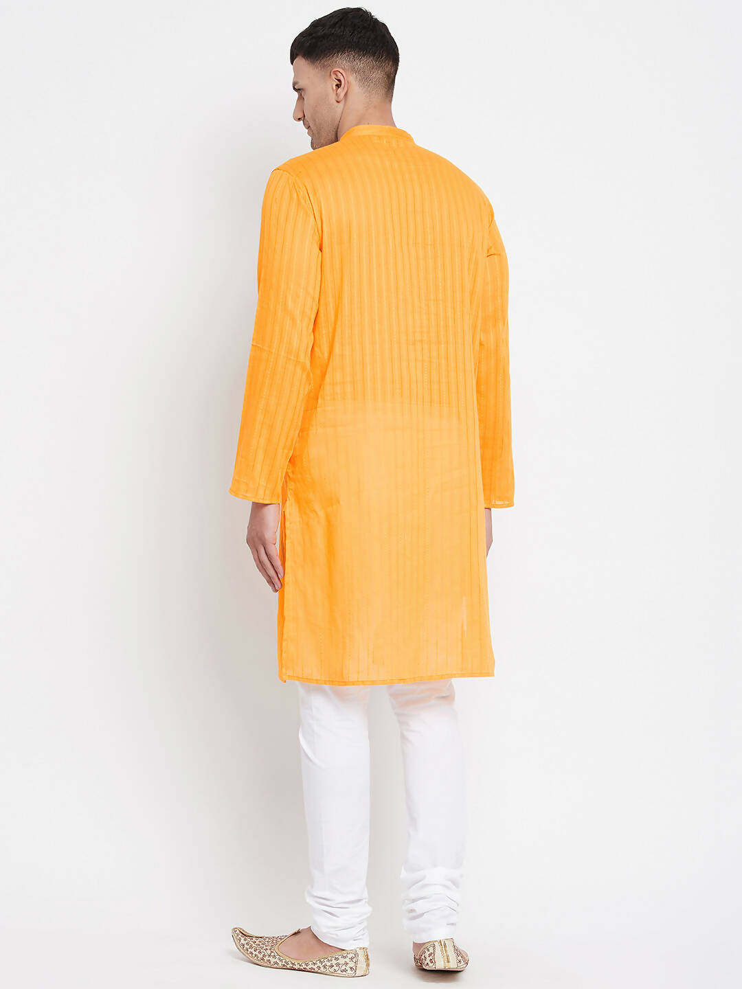 Even Apparels Men's Pure Cotton Kurta With Band Collar in Yellow Color | Swadesiicart