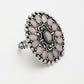 NVR Women's Pink Silver-Plated Circular Shape Adjustable Finger Ring | Swadesiicart