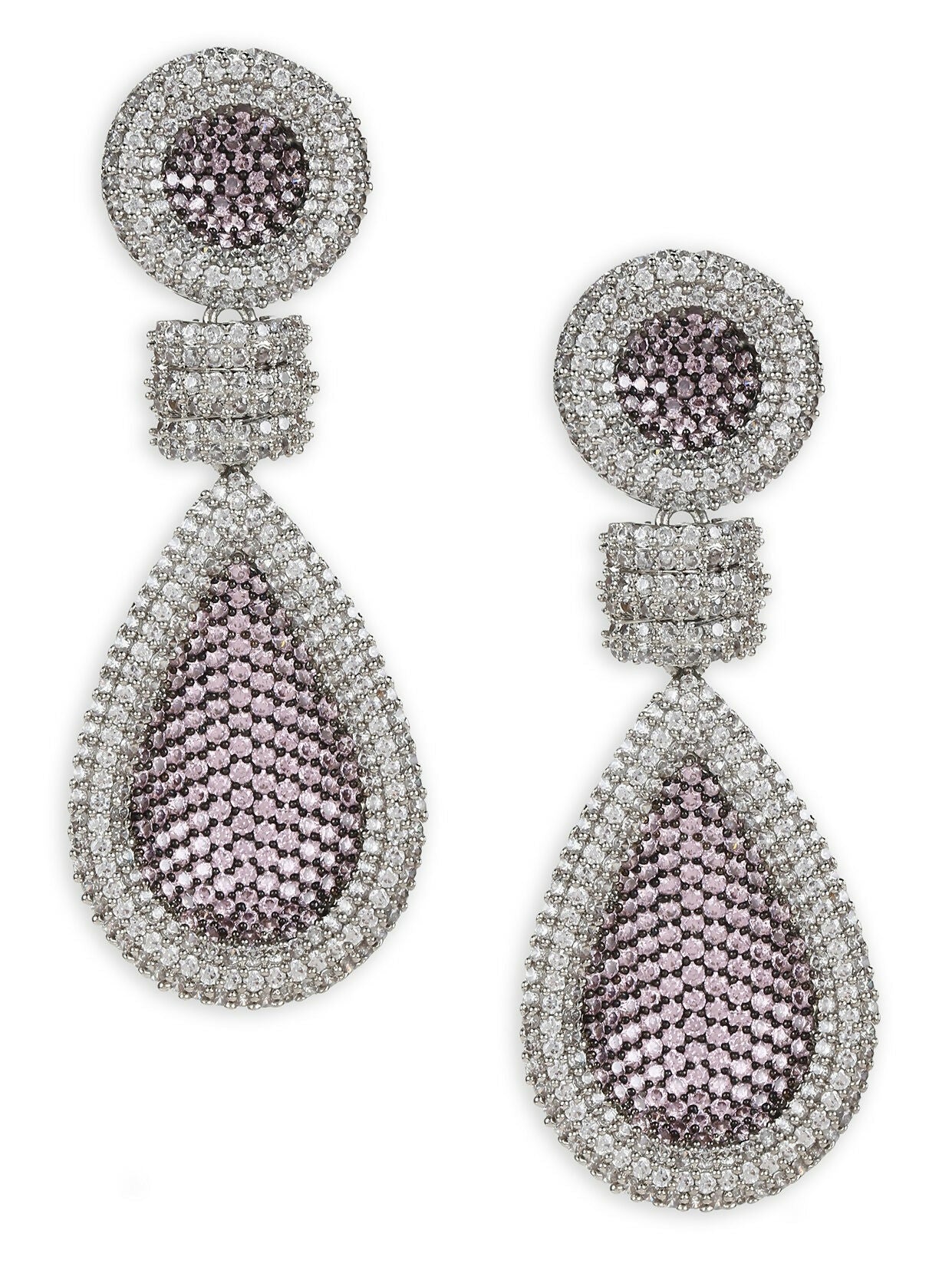 Purple and Silver Tone Stone Earrings - Ruby Raang | Swadesiicart
