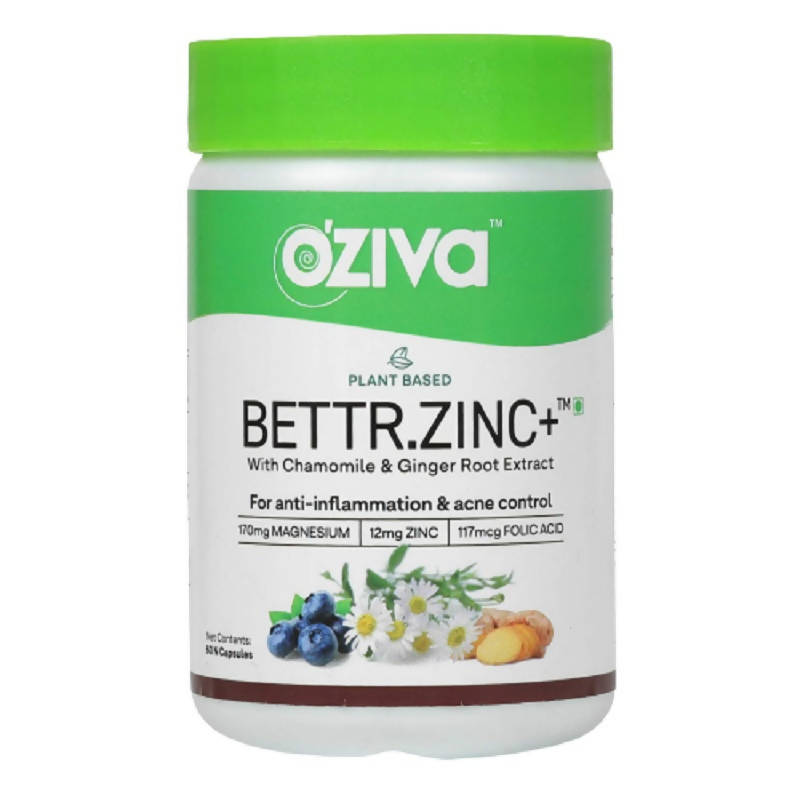OZiva Plant Based Bettr.Zinc+ With Chamomile & Ginger Root Extract | Swadesiicart