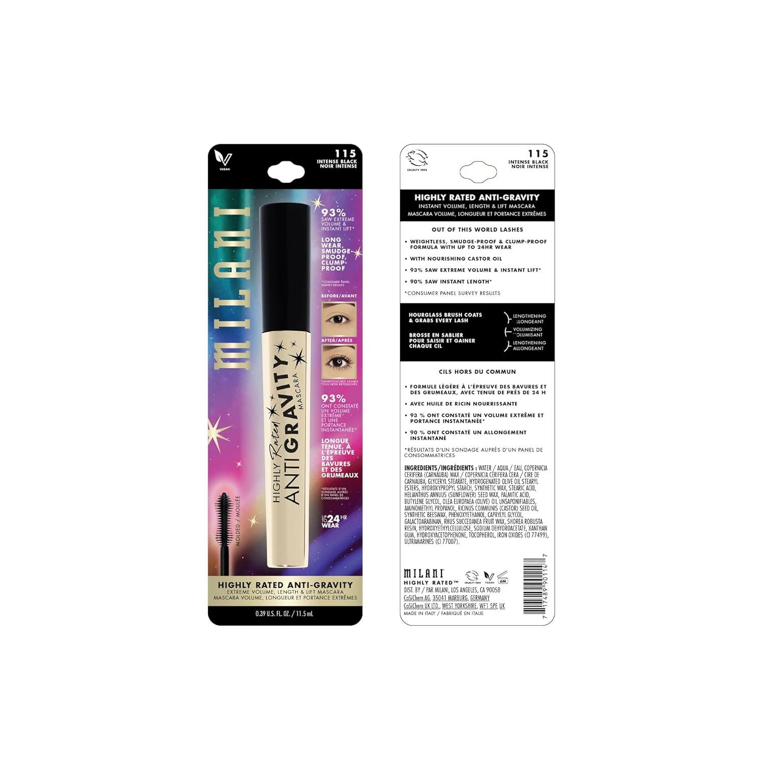Milani Highly Rated Anti Gravity Mascara - Black | Swadesiicart
