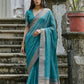Vishnu Weaves Women's Rama Soft Tissue Silk Zari Woven Saree with Blouse - Swadesiicart