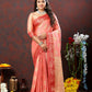 Lorenvalley Fashion Peach Cotton Woven Design with Zari Weaving Design Saree - Swadesiicart
