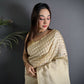 Joban Fashion Off White Banarasi Soft Lichi Silk Checks & Woven Saree | Swadesiicart