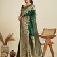 Vishnu Weaves Women's Bt-Green Banarasi Silk Zari Woven Saree with Blouse - Swadesiicart