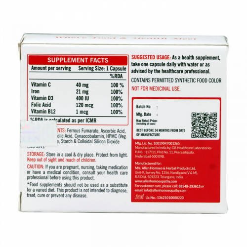 Allen Homeopathy Iron Booster Capsules | Swadesiicart