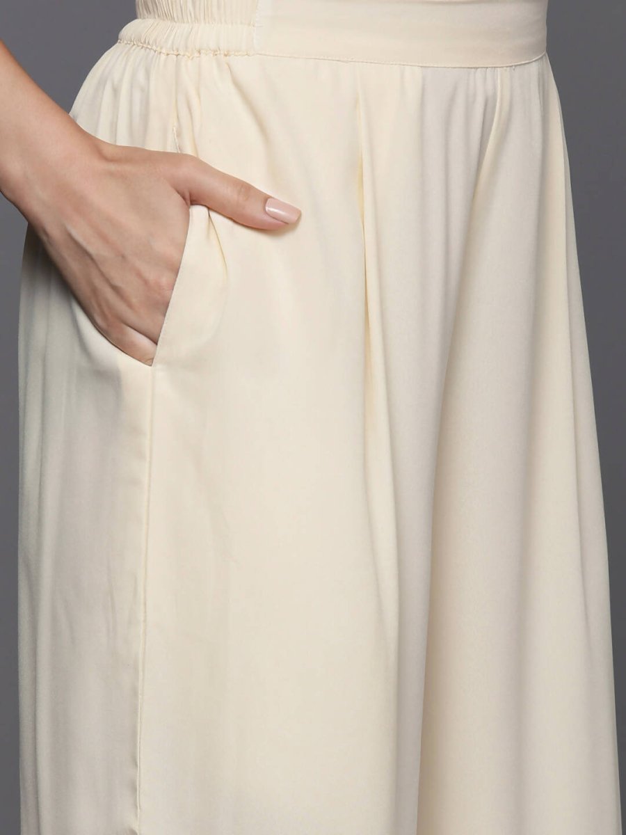 Ahalyaa Womens Kurta Set - Off-white | Swadesiicart