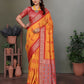 Joban Fashion Orange Woven Design Banarasi Silk Sarees | Swadesiicart