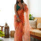 Vamsee Orange Organza Saree - Swadesiicart