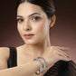 NVR Women's Silver-Toned German Silver Floral Oxidised Kada Bangle - Swadesiicart