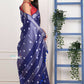 Very Much Indian Handmade Tie And Dye Cotton Saree By Women Weavers - Indigo Blue | Swadesiicart