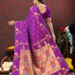 Lorenvalley Fashion Wine Soft Paithani Silk Woven Design Copper Zari Meenakari Weaving Saree - Swadesiicart