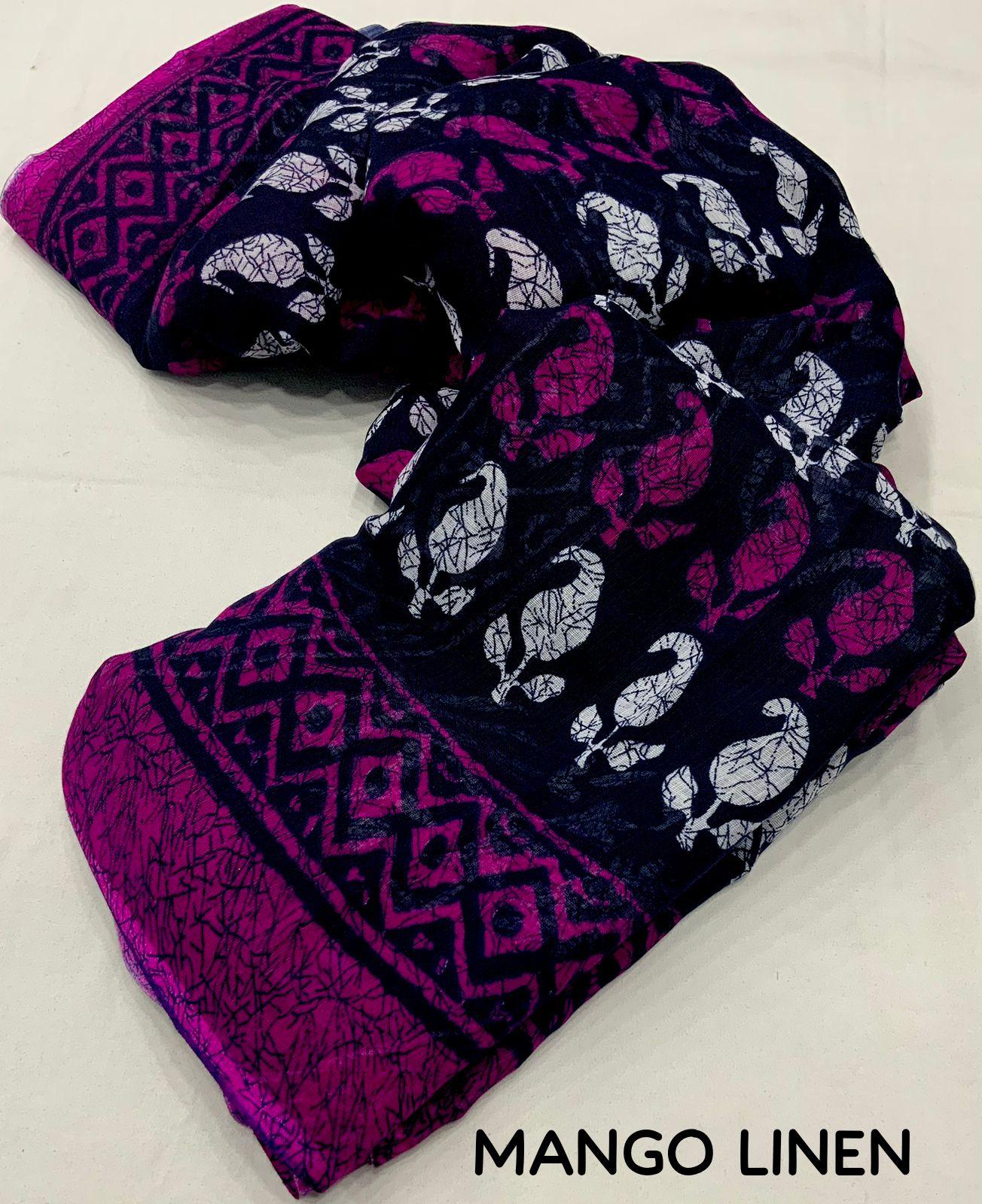 Purple Linen Blend Ethnic Motifs Saree with Unstitched Blouse - Hiral Fashion | Swadesiicart