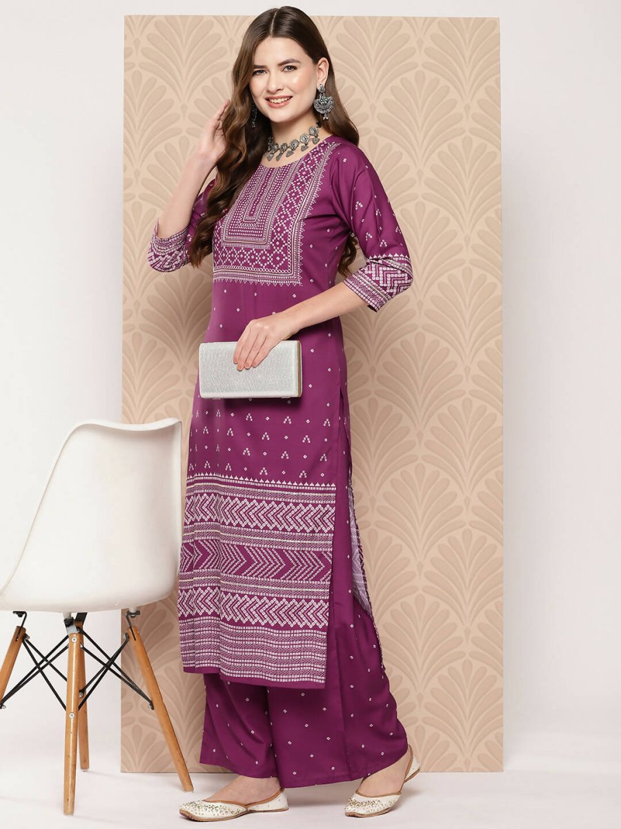 Ahalyaa Women's Traditional wear Kurta Set - Purple | Swadesiicart