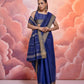 Vishnu Weaves Women's Blue Cotton Self Weaving Saree with Blouse - Swadesiicart