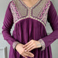 Partywear Designer Viscose Wine Stitched Suit With Dupatta - Tanisha | Swadesiicart