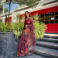Vamsee Brijbala Maroon Organza Saree - Swadesiicart