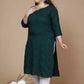 Miravan Women's Plus Size Green Embroidered Straight Kurti - Swadesiicart