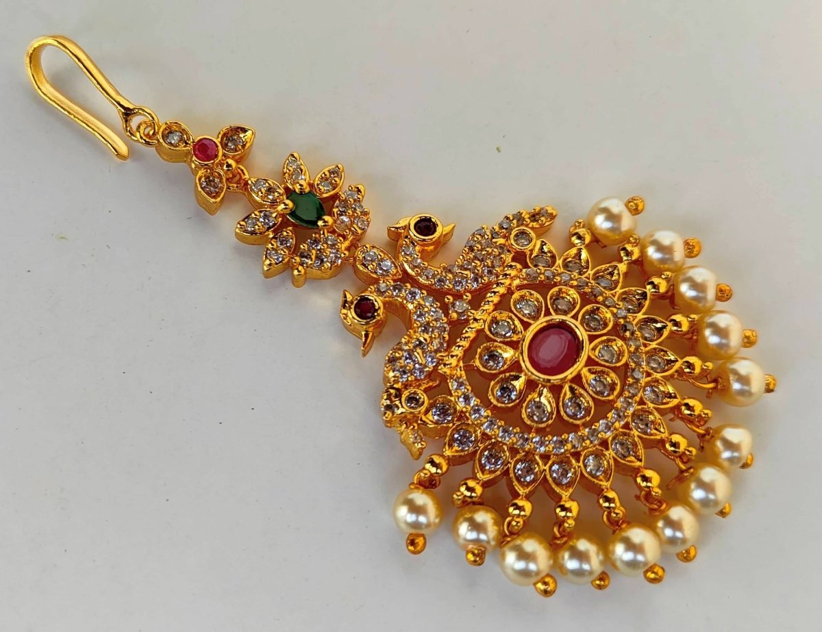 AD Peacock Bridal Maang Tikka | Swadesiicart