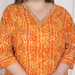 Miravan Women's Plus Size Yellow Bandhani Printed Straight Kurta - Swadesiicart