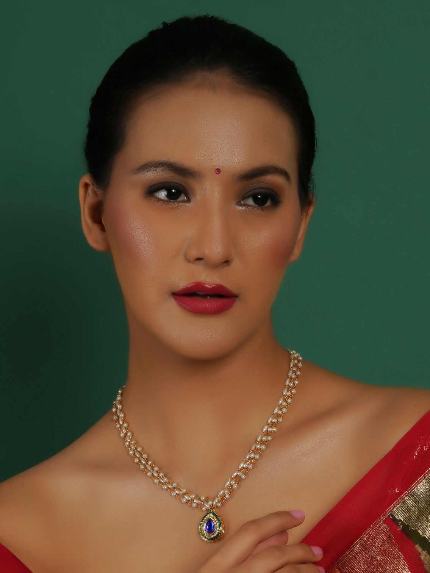Kundan Necklace (Gold) - Ruby Raang | Swadesiicart