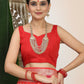 Shree Shyam Fashion Linen Cotton Red & White Saree