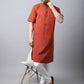 Even Apparels Red Pure Cotton Kurta With Band Collar | Swadesiicart