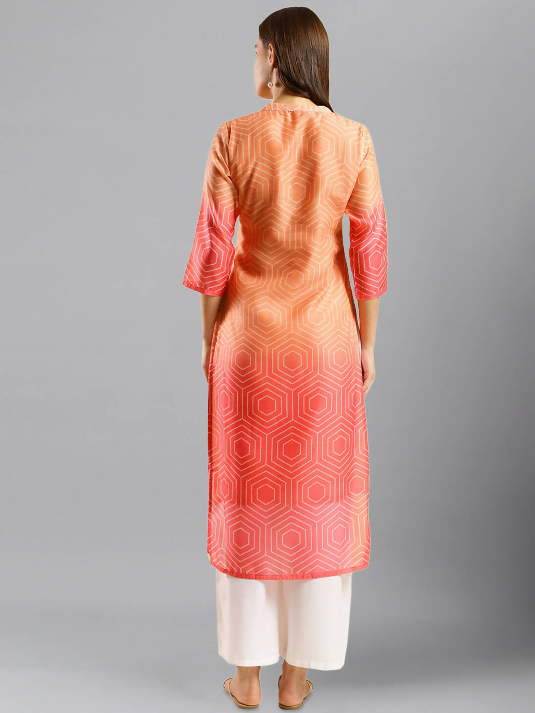 Peach Chinon Digital Printed With Hand Work Kurta - Himanshi - Swadesiicart