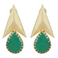 Joban Fashion Women Green Stone Matte Gold Earrings | Swadesiicart
