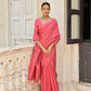 Vishnu Weaves Women's Red Handloom Raw Silk Saree with Blouse - Swadesiicart