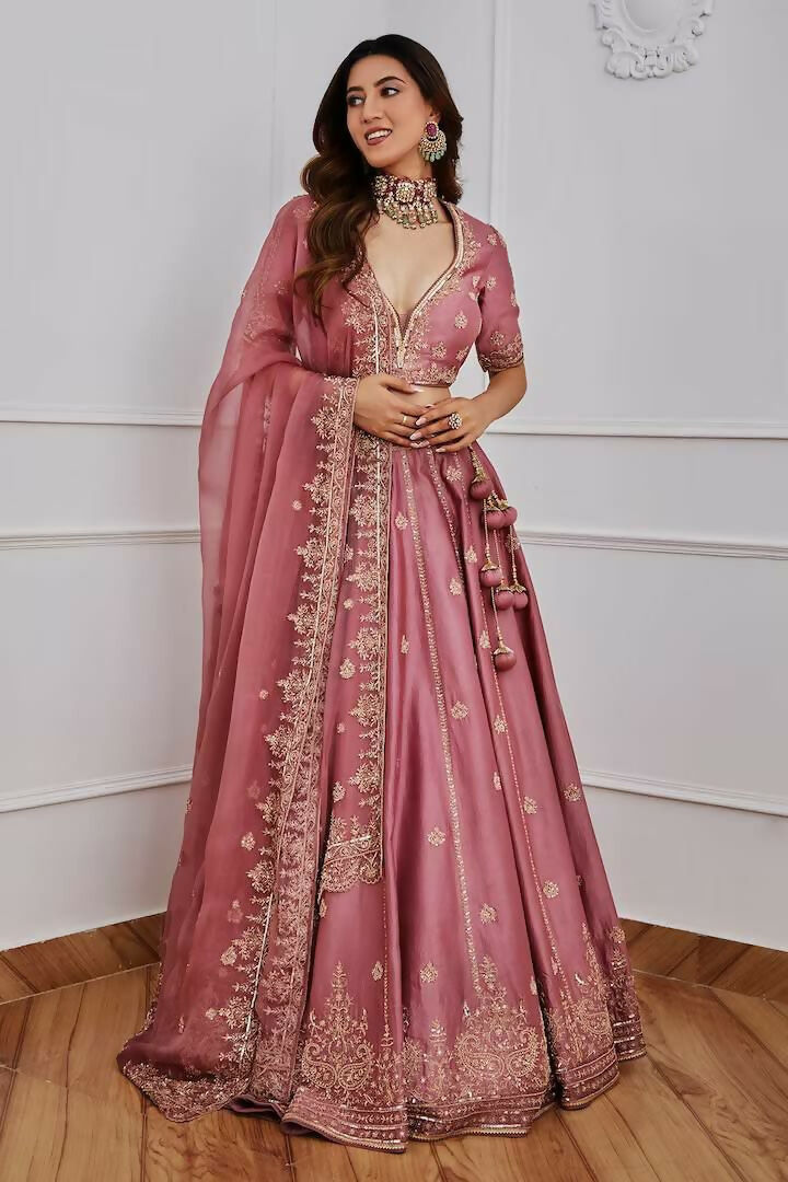 Jyoti Fashion Women's Onion Japan Satin Silk Sequins with Dori & Zari Embroidered Designer Lehenga Choli Set | Swadesiicart