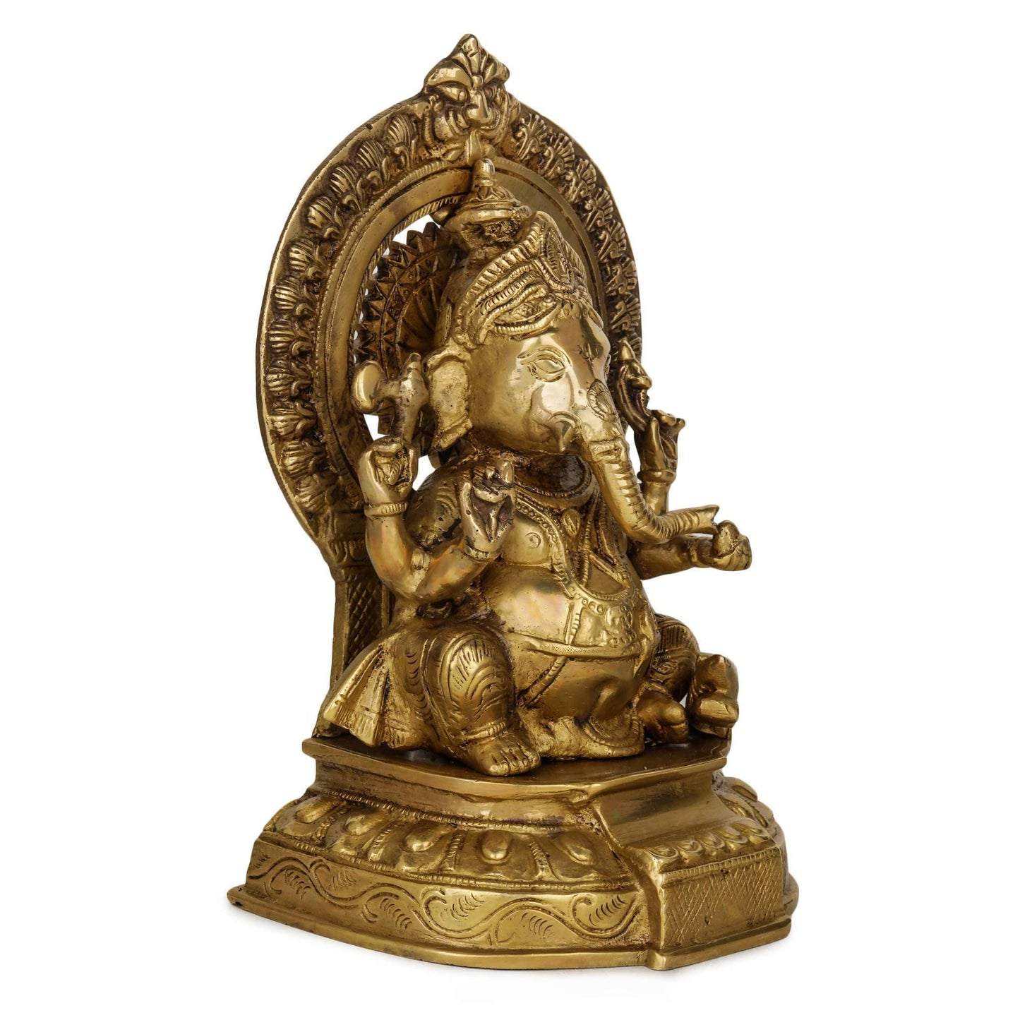 Devlok Maharaja Ganesha Pure Brass Idol - Swadesiicart