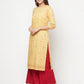 Aniyah Rayon Digital Screen Printed Golden Beige Straight Kurta - Swadesiicart
