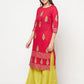 Aniyah Cotton Block Print Fuchsia Color Straight Kurta - Swadesiicart